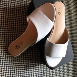 Yosi Samra Constantine white leather slide sandals
